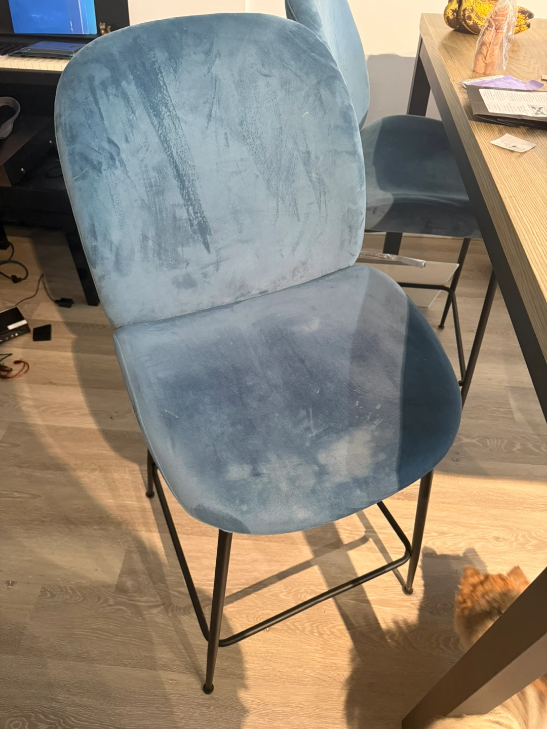 Structube Blue Velvet Bar Stool - photo 4
