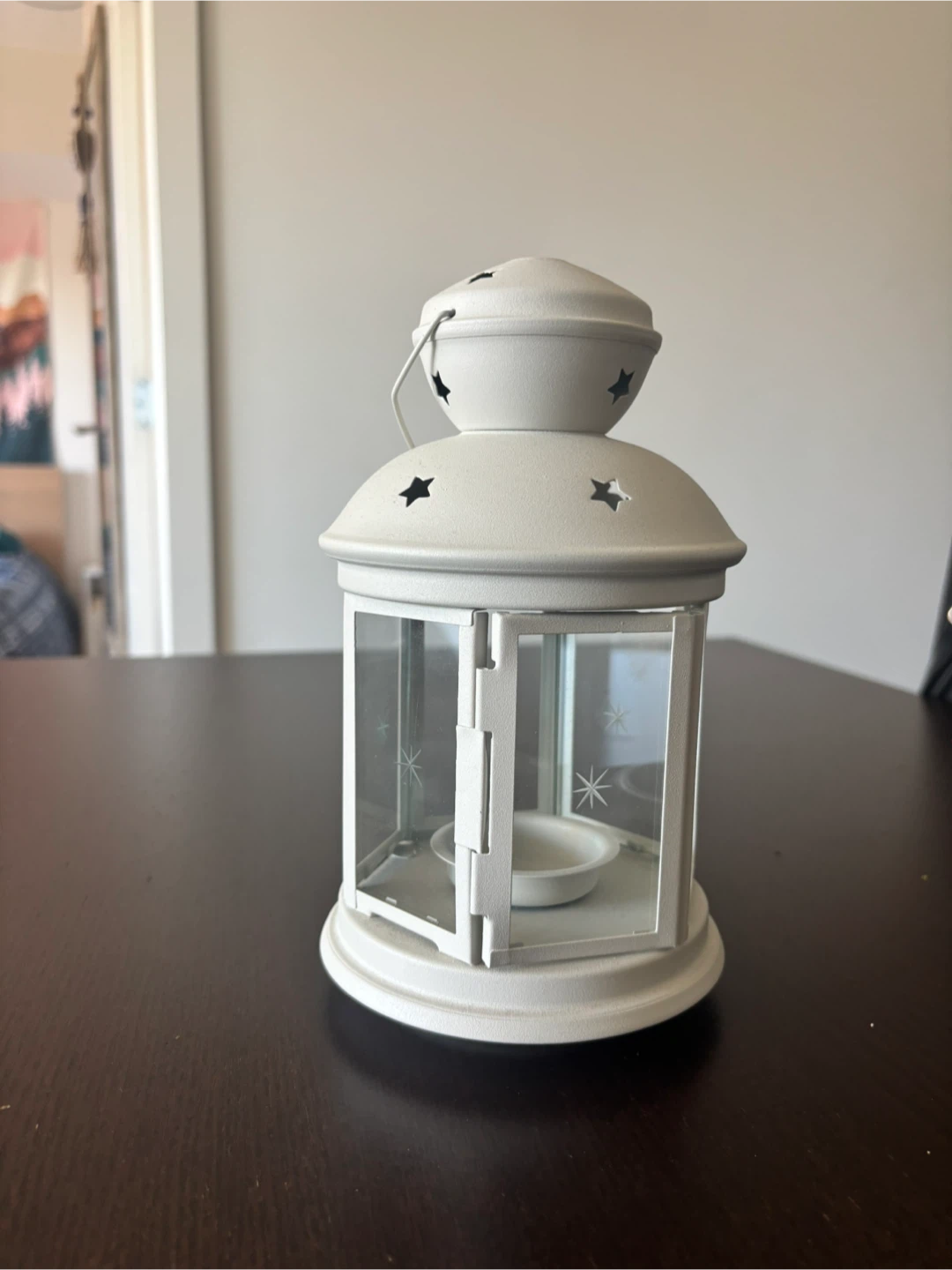 White Metal Hanging Candle Lantern - photo 2