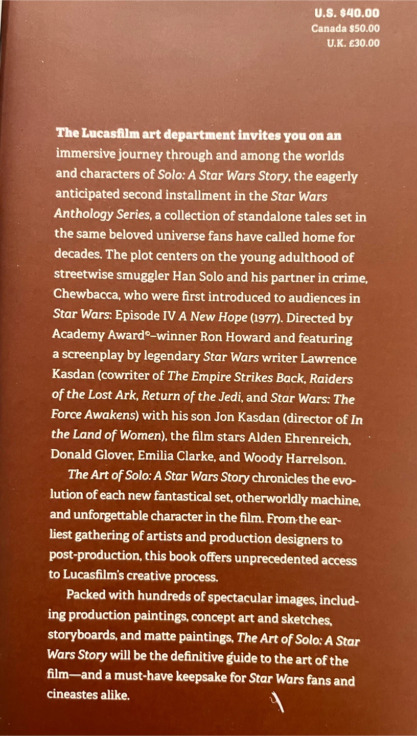 The Art of Solo: A Star Wars Story Hardcover Book - photo 2