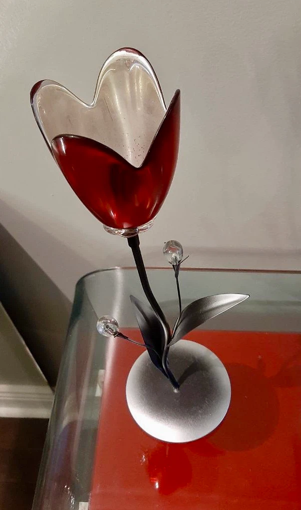 Decorative Red Glass Tulip Ornament - photo 2