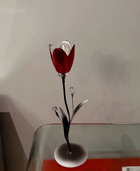 Decorative Red Glass Tulip Ornament - photo 4