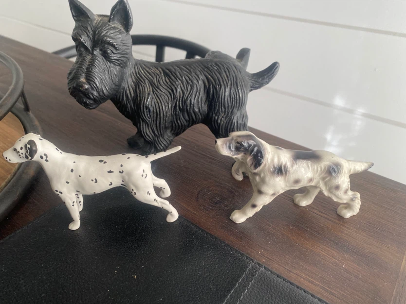 Set of 3   England Dog Figurines cast iron and Beswick