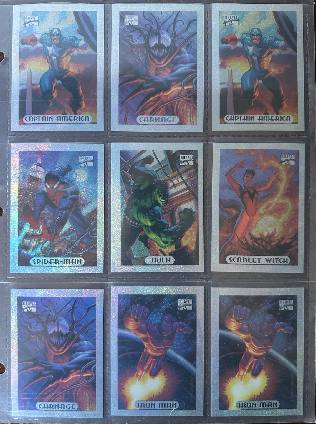 1994 Marvel Masterpieces Holofoil Trading Cards