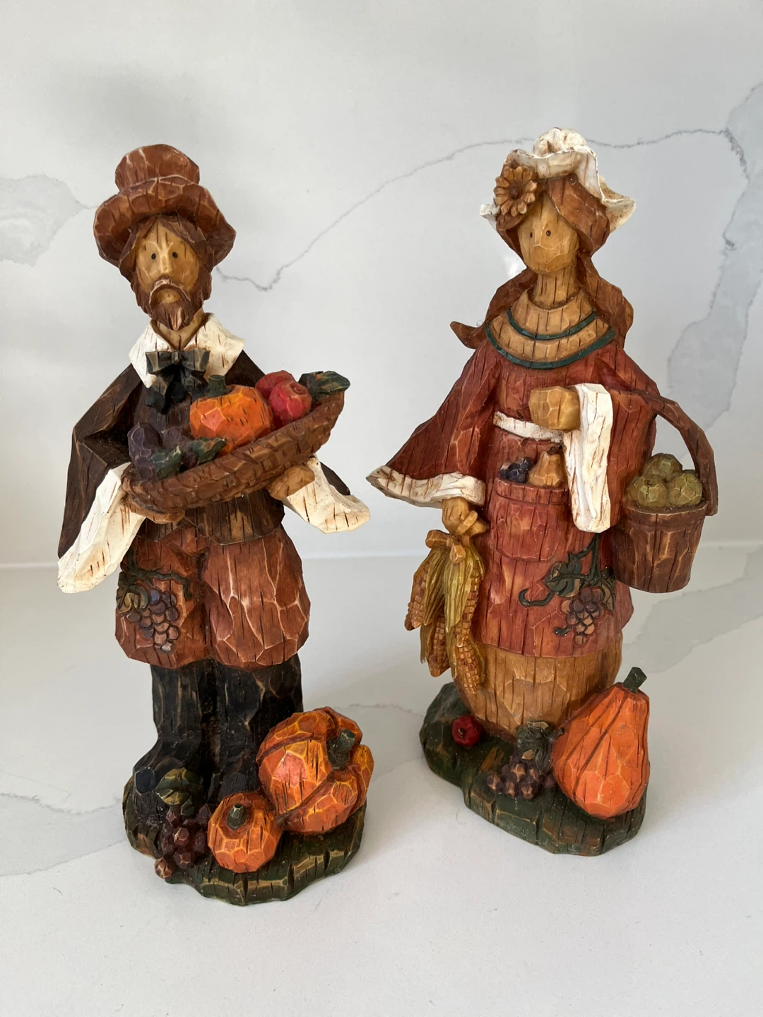 Set of Two Fall Thanksgiving Figurines