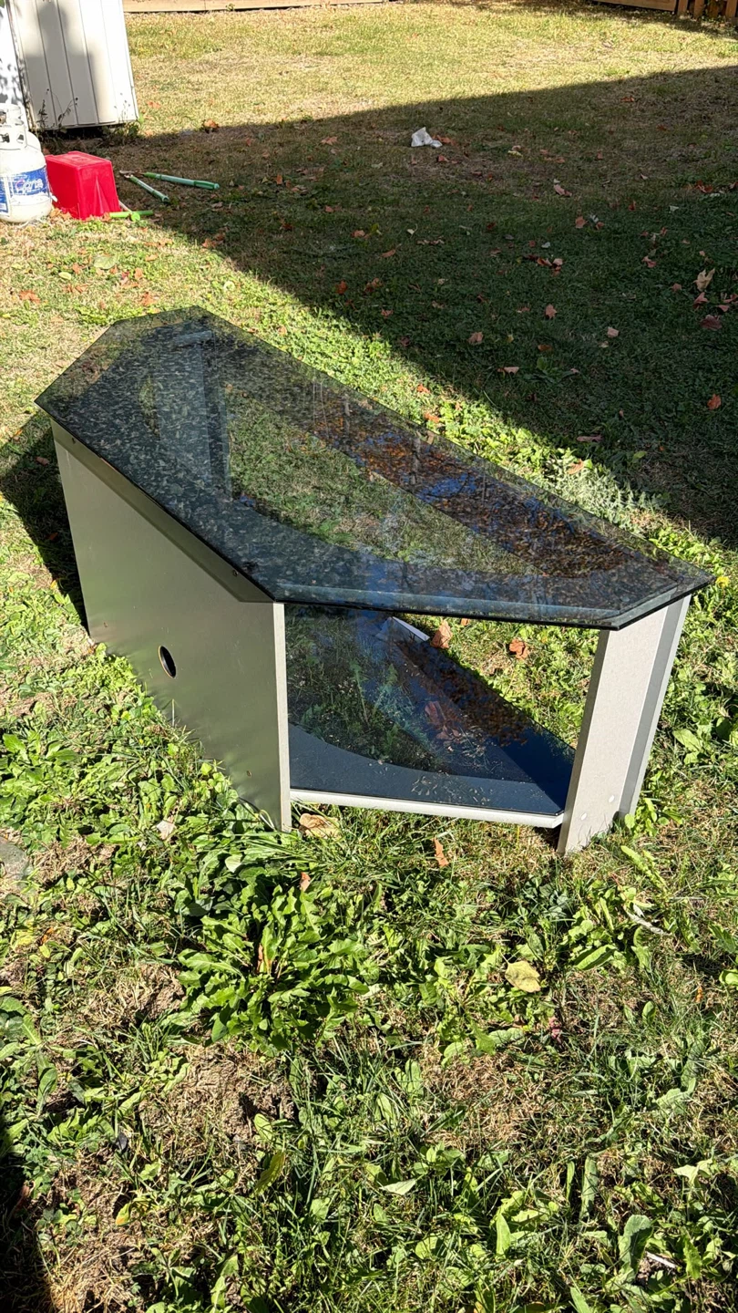 Glass and Metal Corner TV Stand