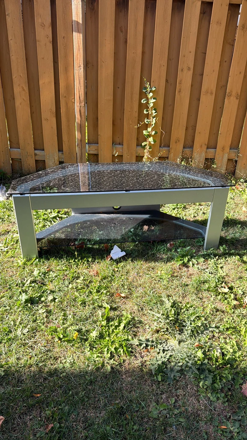 Glass and Metal Corner TV Stand - photo 2