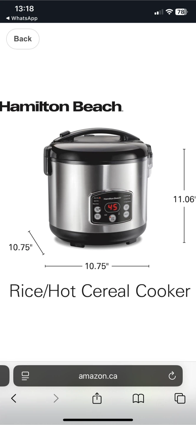 Hamilton Beach Rice Cooker