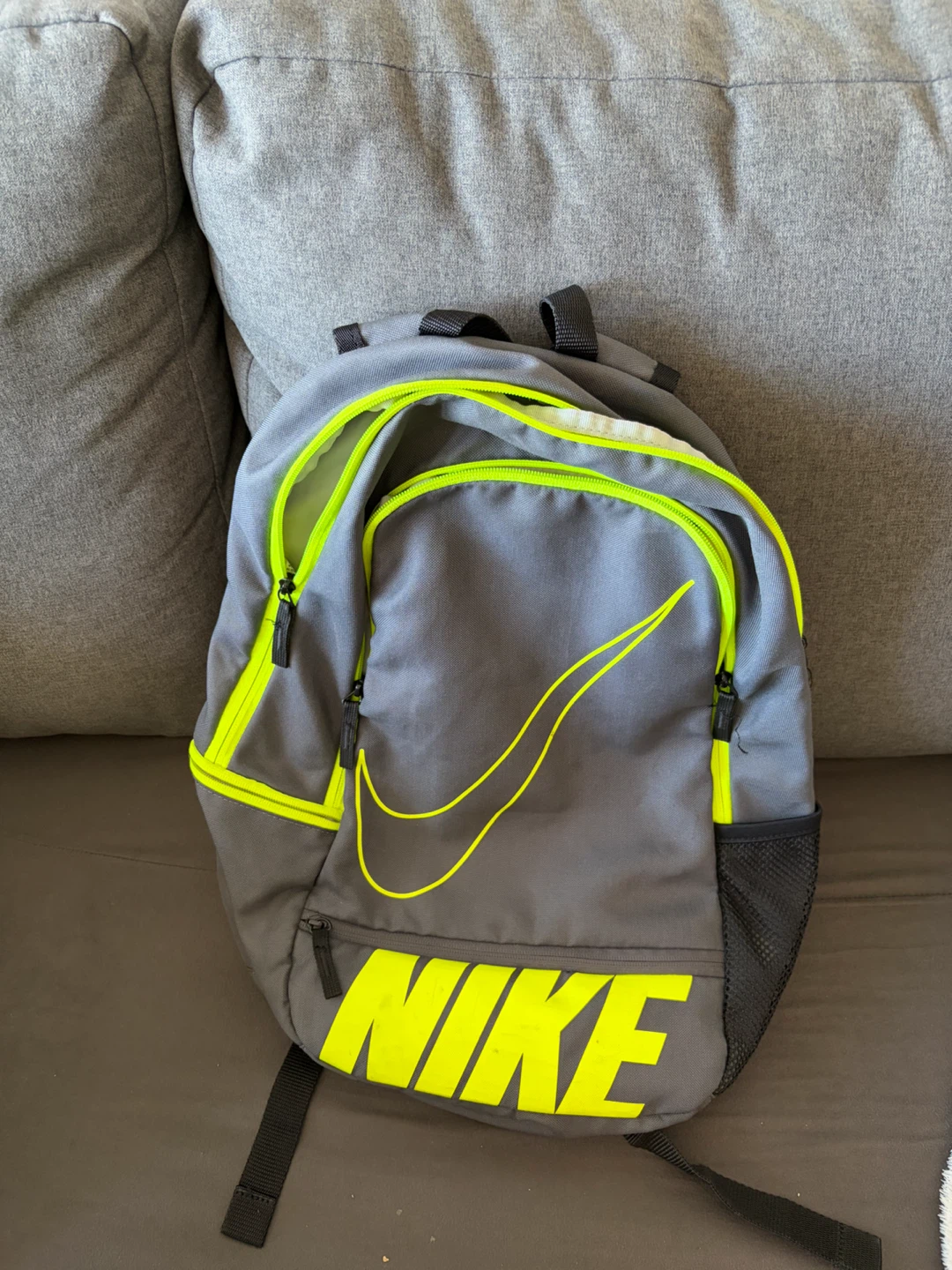 Nike Backpack Grey and Neon Yellow