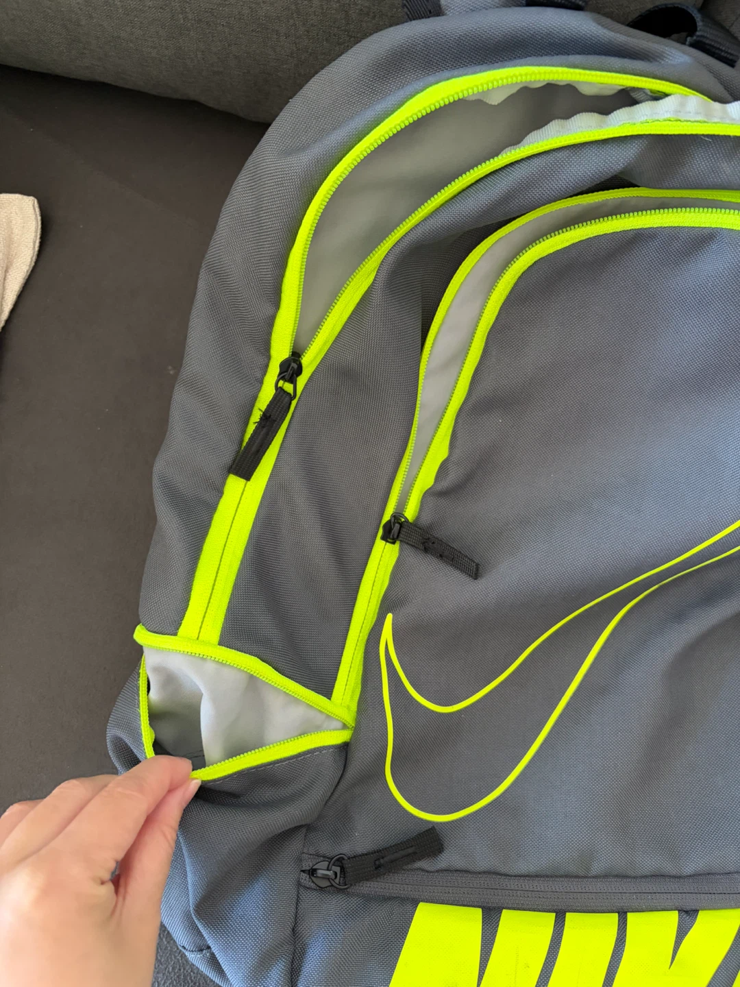 Nike Backpack Grey and Neon Yellow - photo 5