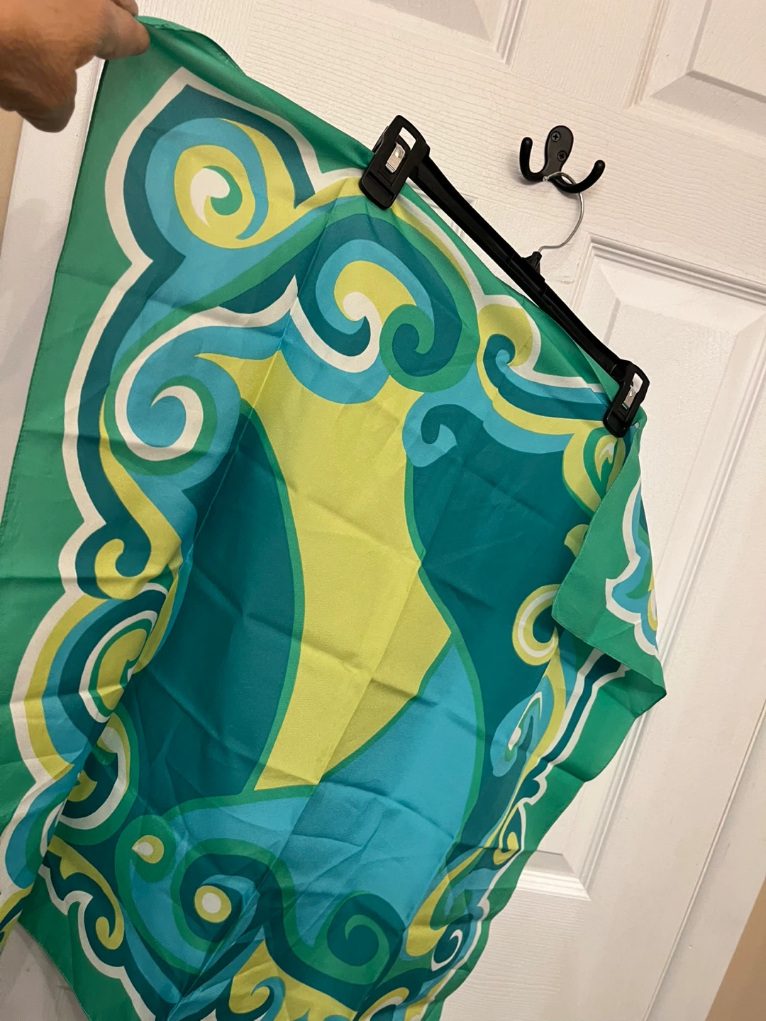 “Op Art” MCM Abstract Print Silk Scarf, 28” sq., new condition - photo 2