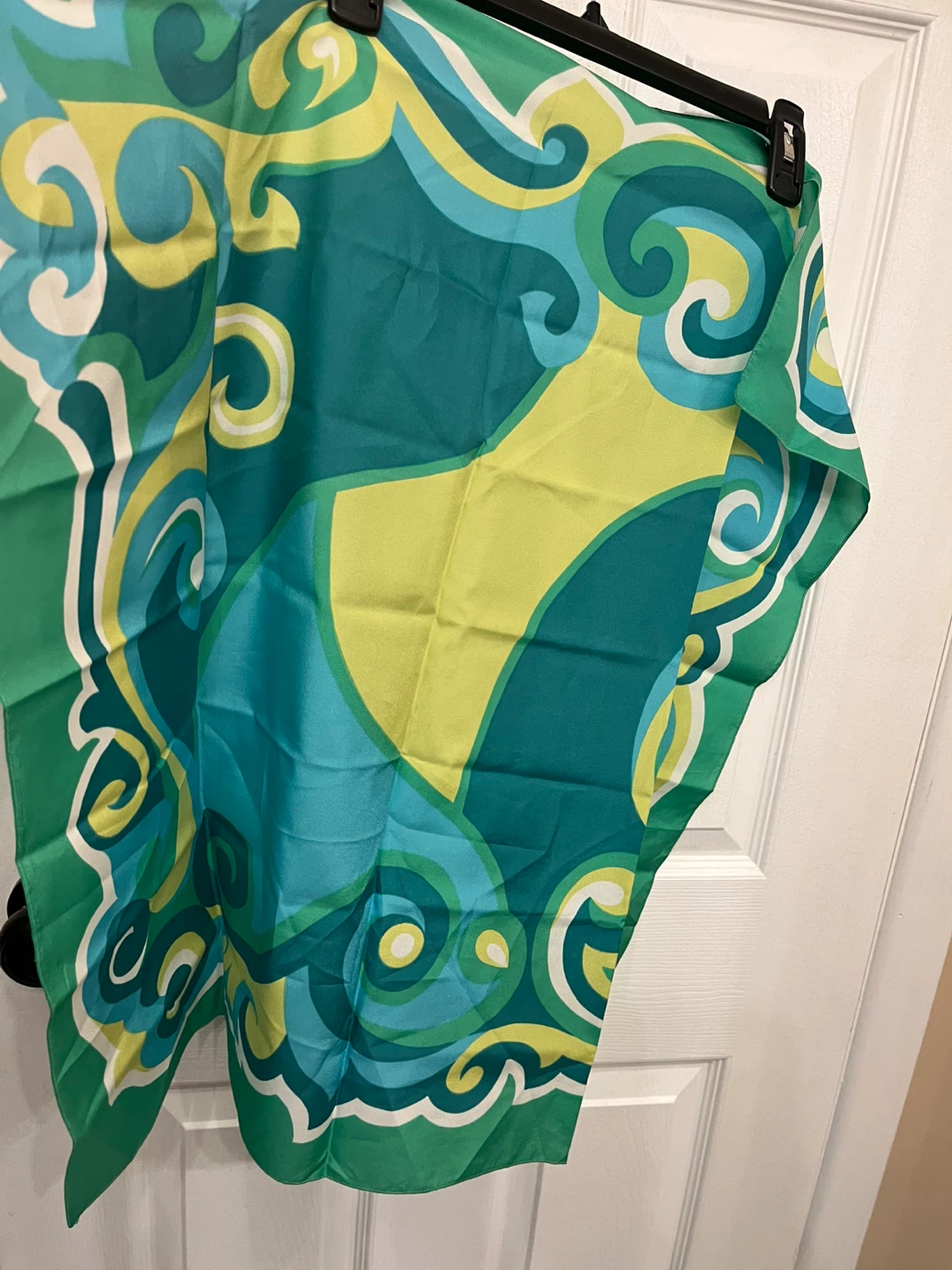 “Op Art” MCM Abstract Print Silk Scarf, 28” sq., new condition - photo 3