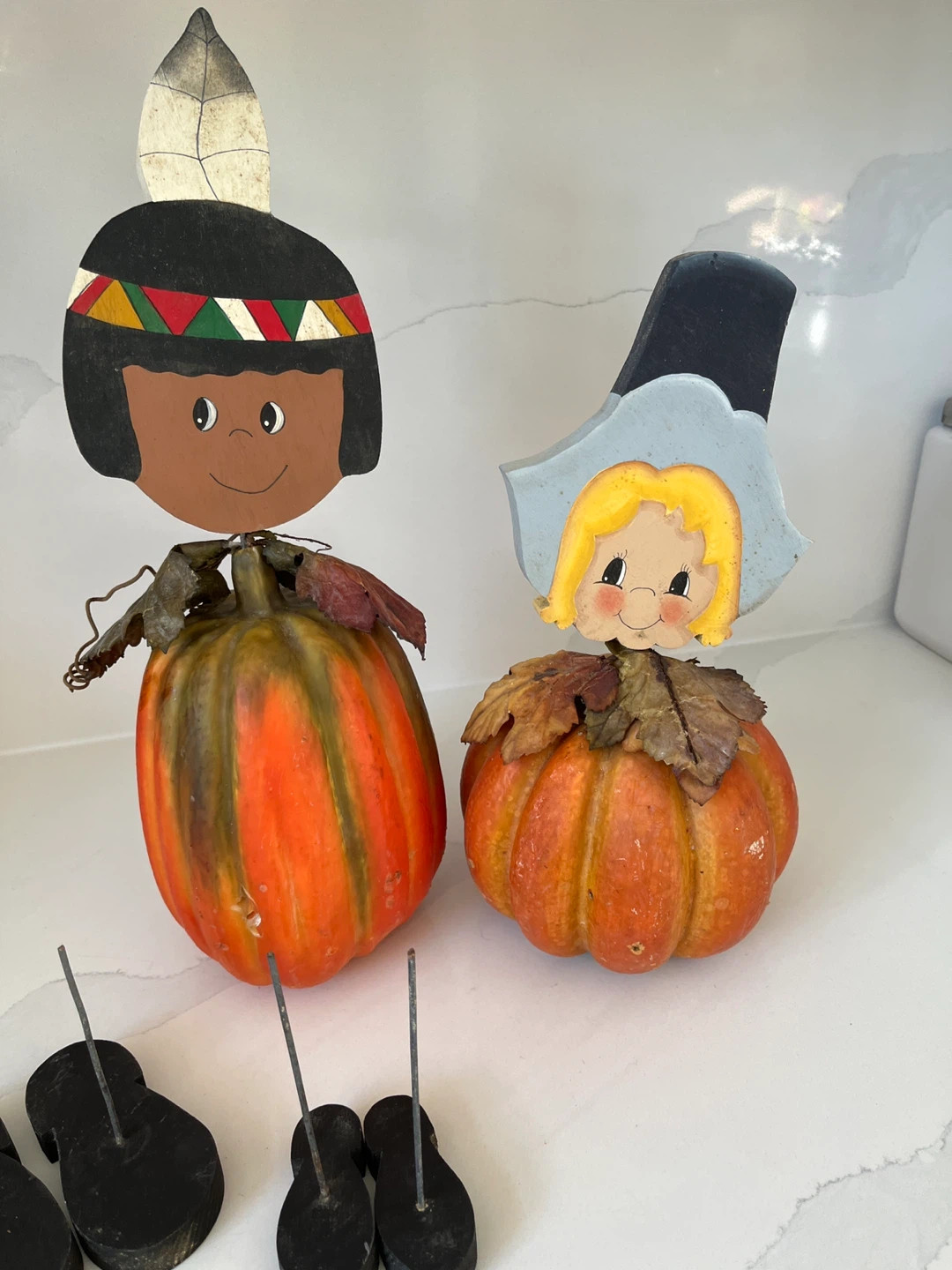 Vintage Wooden Thanksgiving Pumpkin Figurines