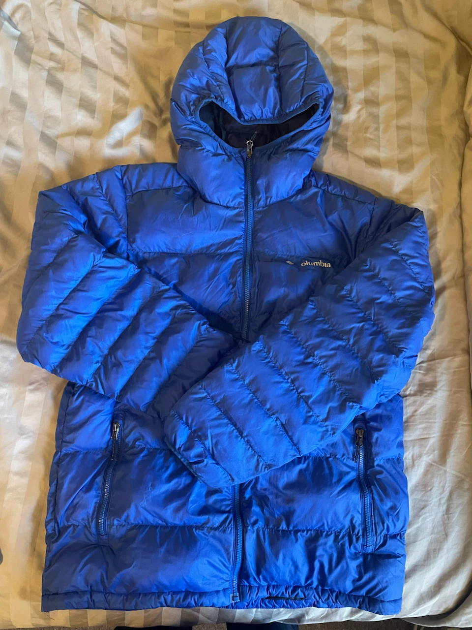 Columbia Men’s Blue Hooded Puffer Jacket, Size M