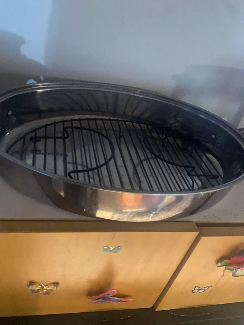 Stainless Steel Oval Roasting Pan with Lid and Rack - photo 2