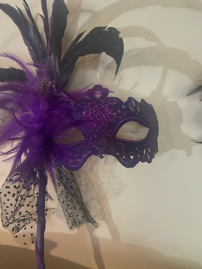 Set of 4 Masquerade Masks with Feathers