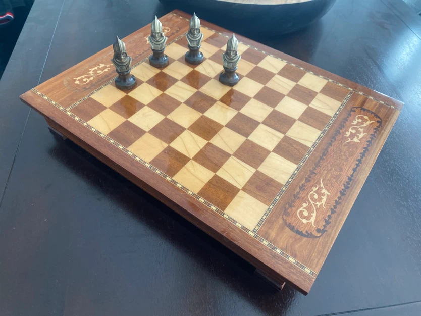 Vintage E.S. Lowe's Chess Set with Wooden Board