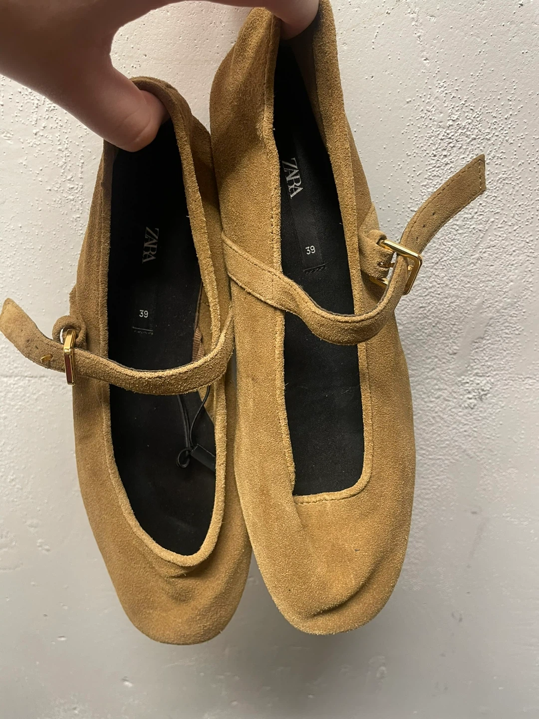 Zara Suede Mary Jane Flats