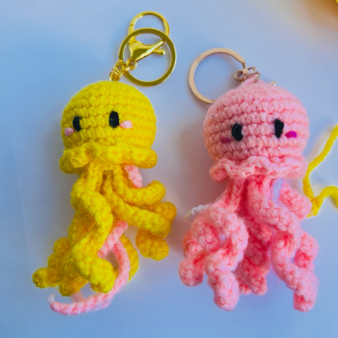 Handmade Crochet Jellyfish Keychains