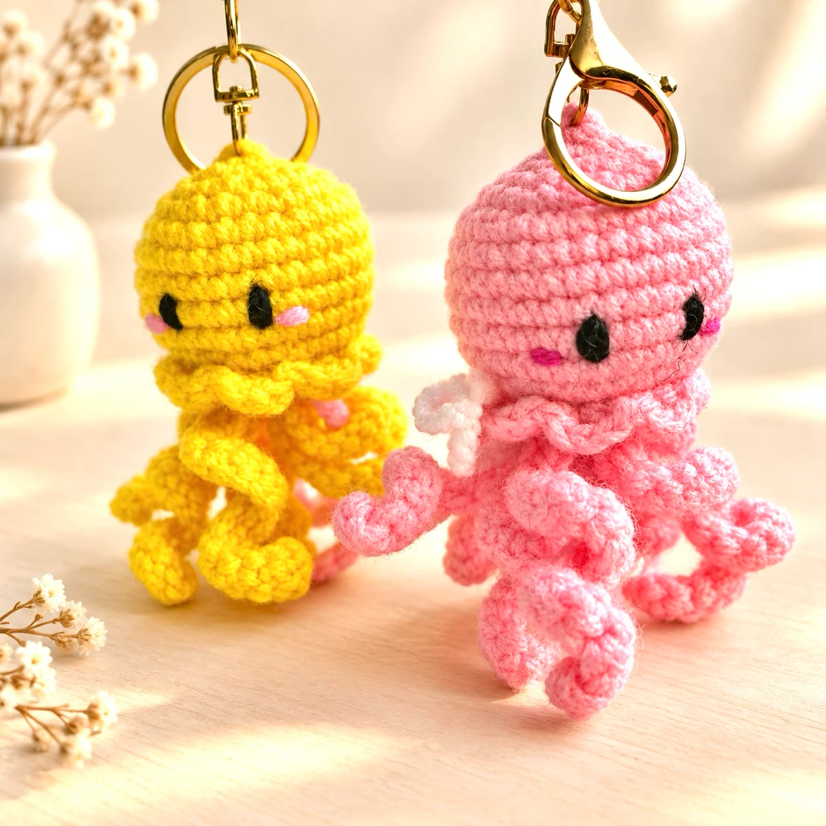 Handmade Crochet Jellyfish Keychains - photo 3