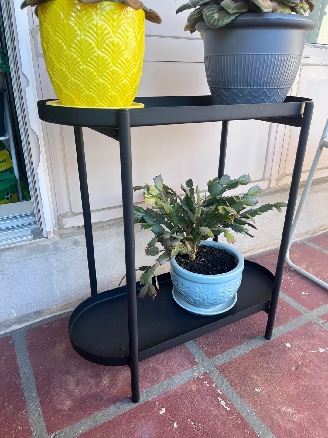 IKEA Black Metal Two-Tier Plant Stand