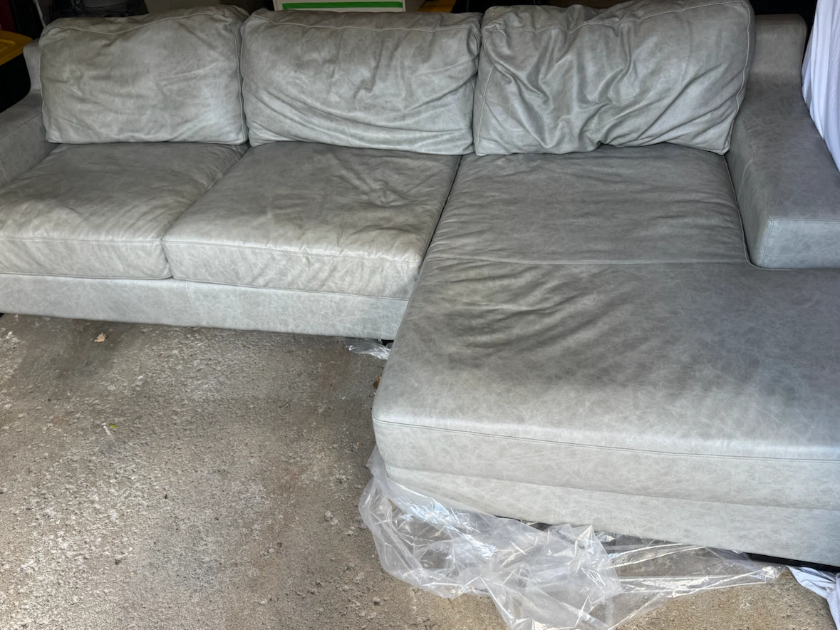 Light Grey Leather Sectional Sofa