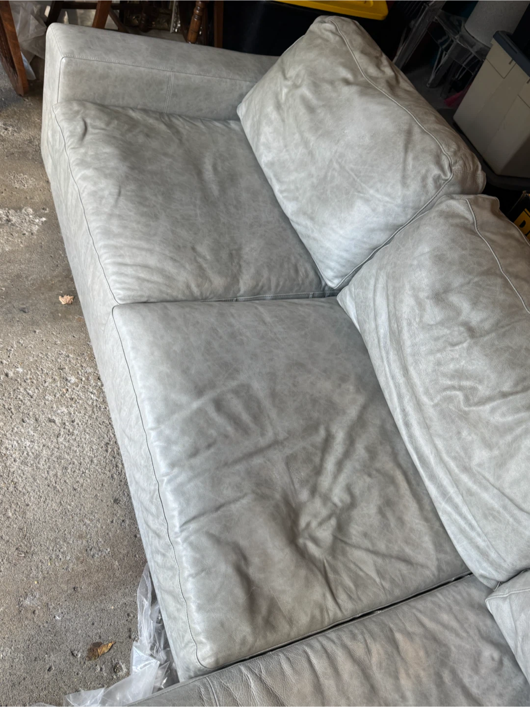 Light Grey Leather Sectional Sofa - photo 2