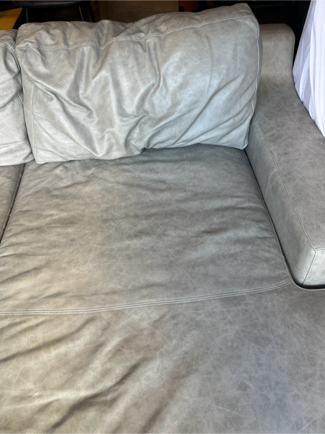 Light Grey Leather Sectional Sofa - photo 3