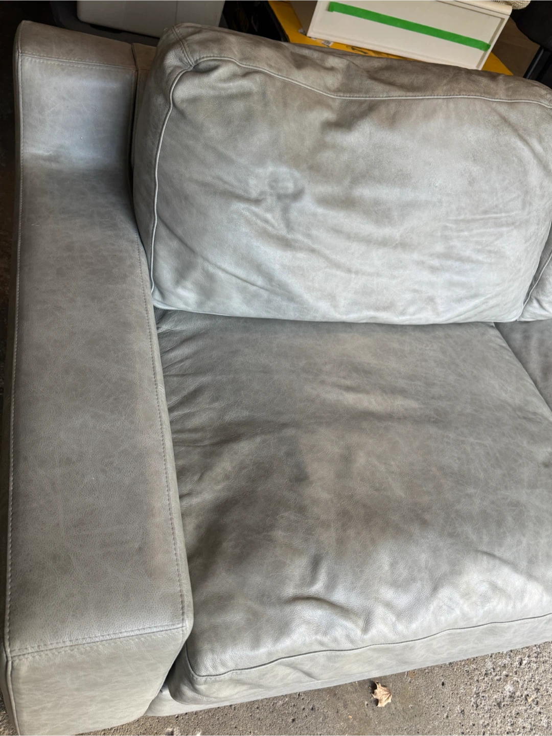 Light Grey Leather Sectional Sofa - photo 4