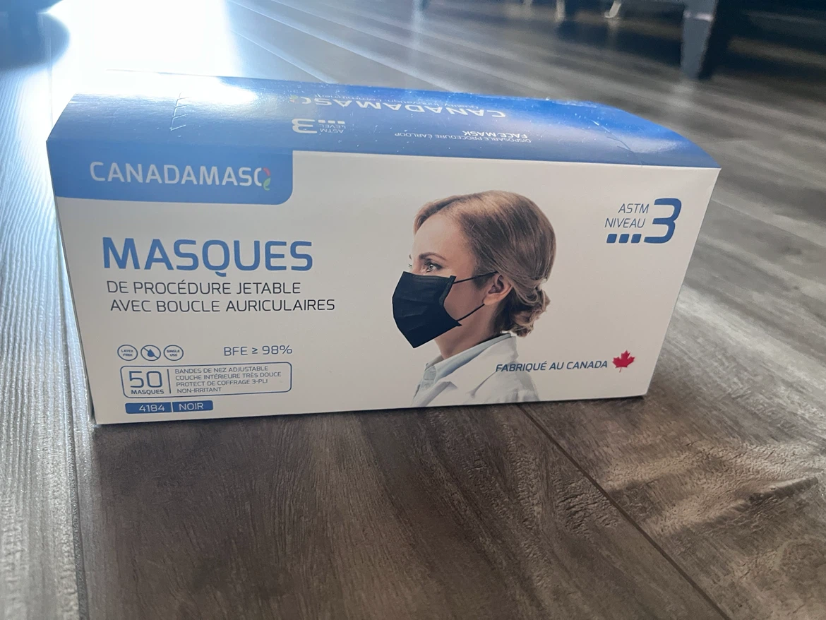 Canadamasc Disposable Face Masks - Black, 50 Pack