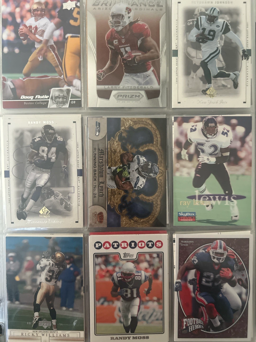 Set of 9 NFL Football Trading Cards