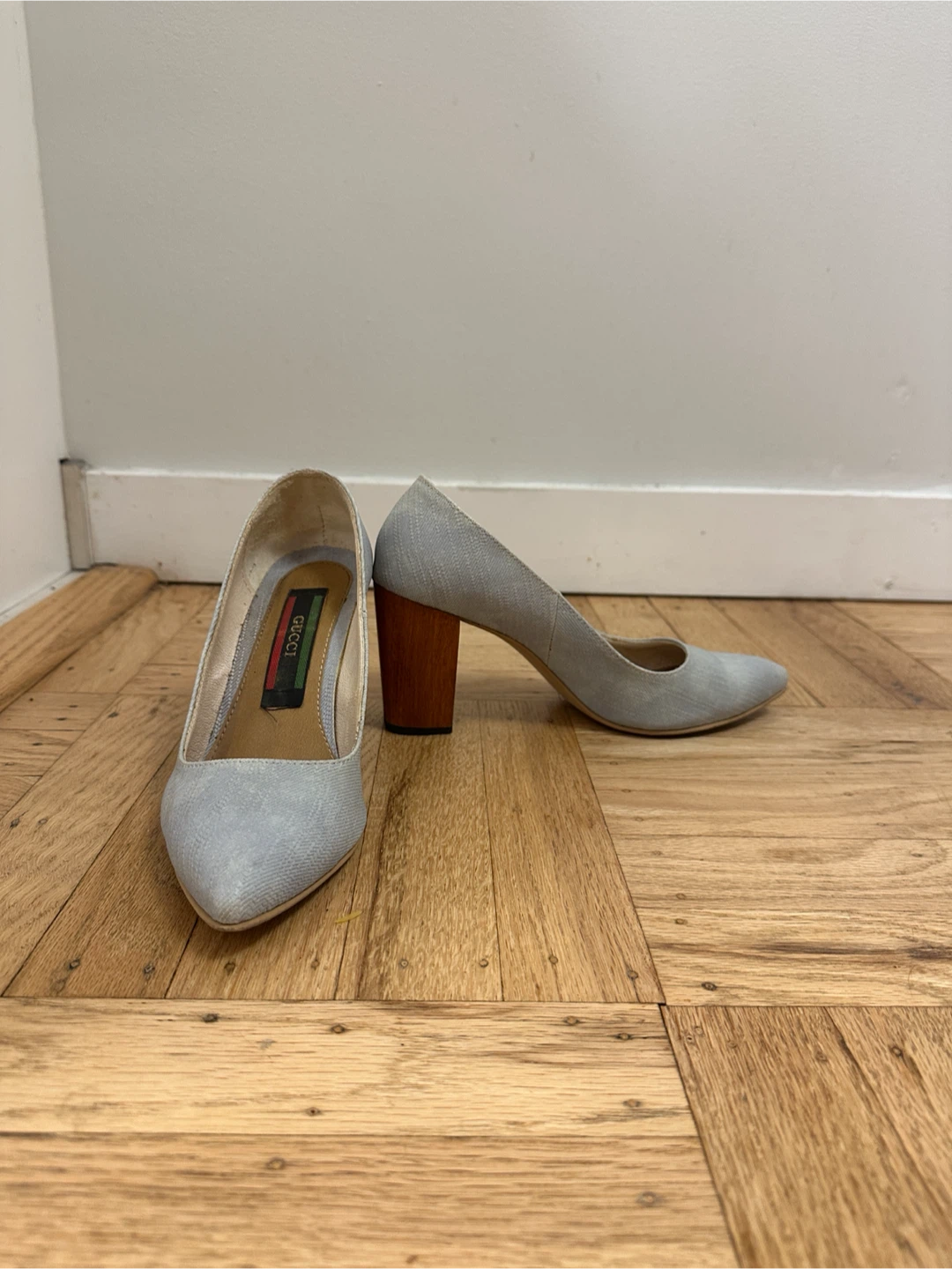 light blue textured pumps - photo 4