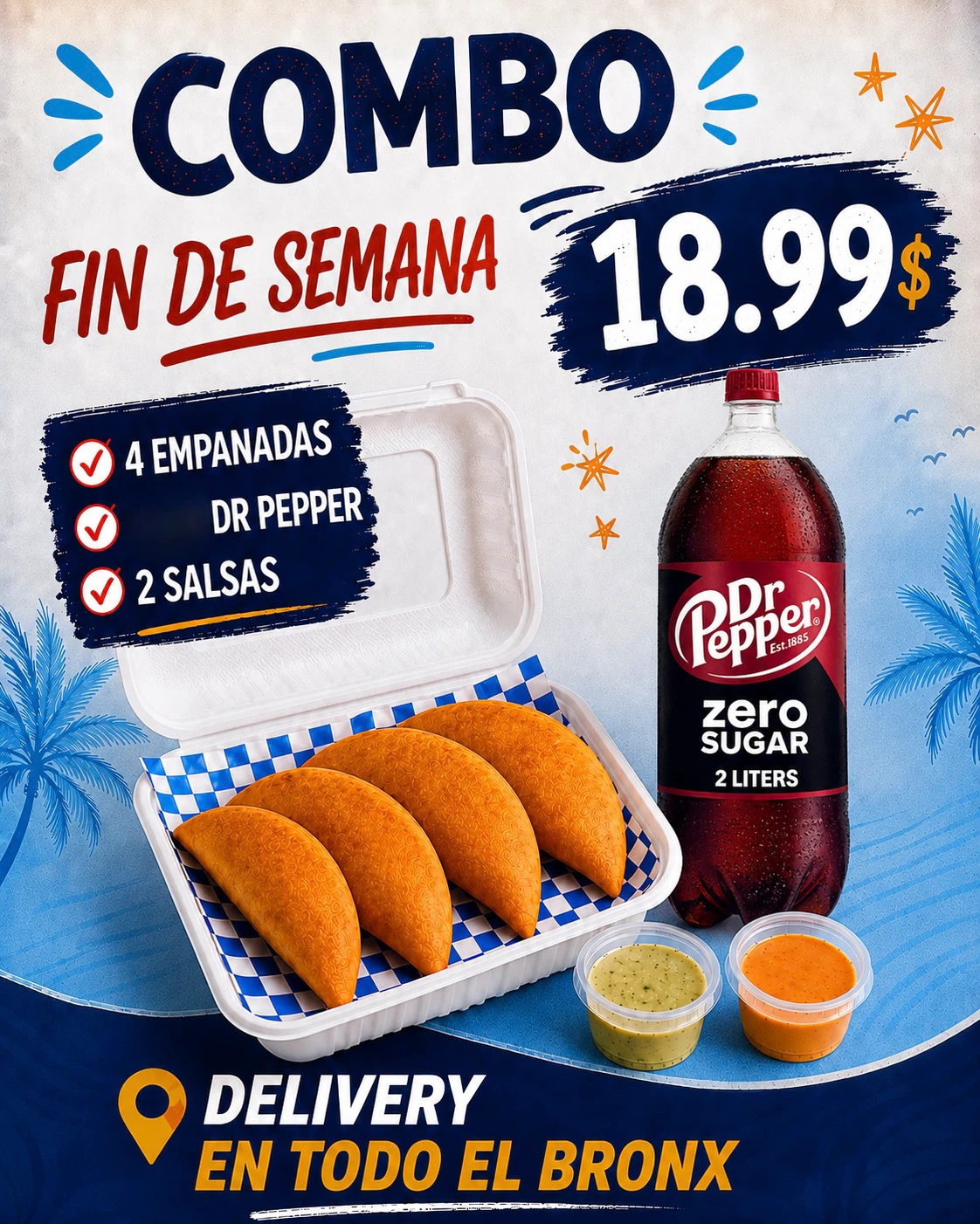 Empanada and Dr Pepper Zero Sugar Combo