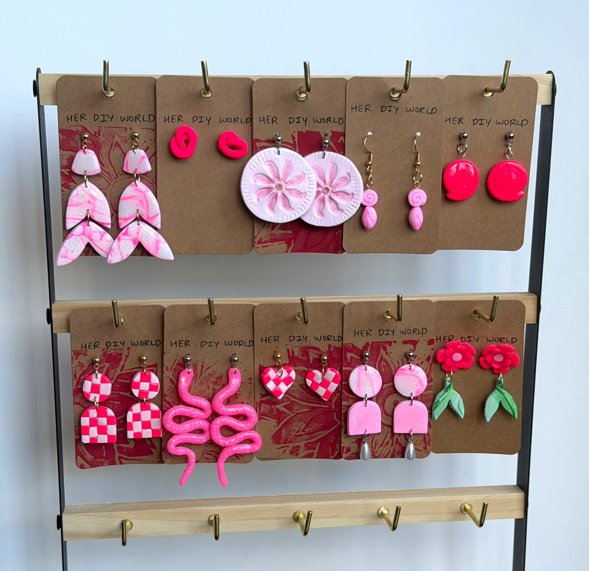 Set of 10 Her DIY World Polymer Clay Earrings
