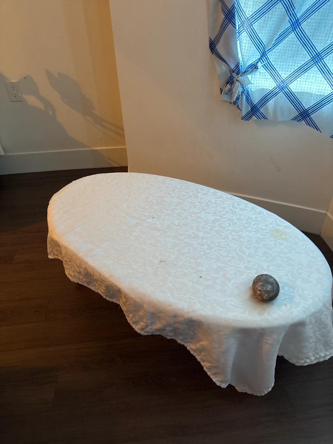 Oval wooden coffee table
