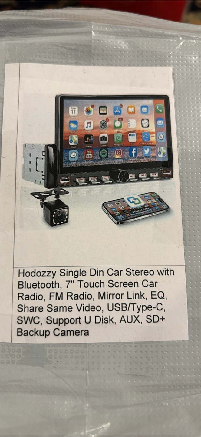 Hodozzy Single Din Car Stereo with 7 Inch Touch Screen