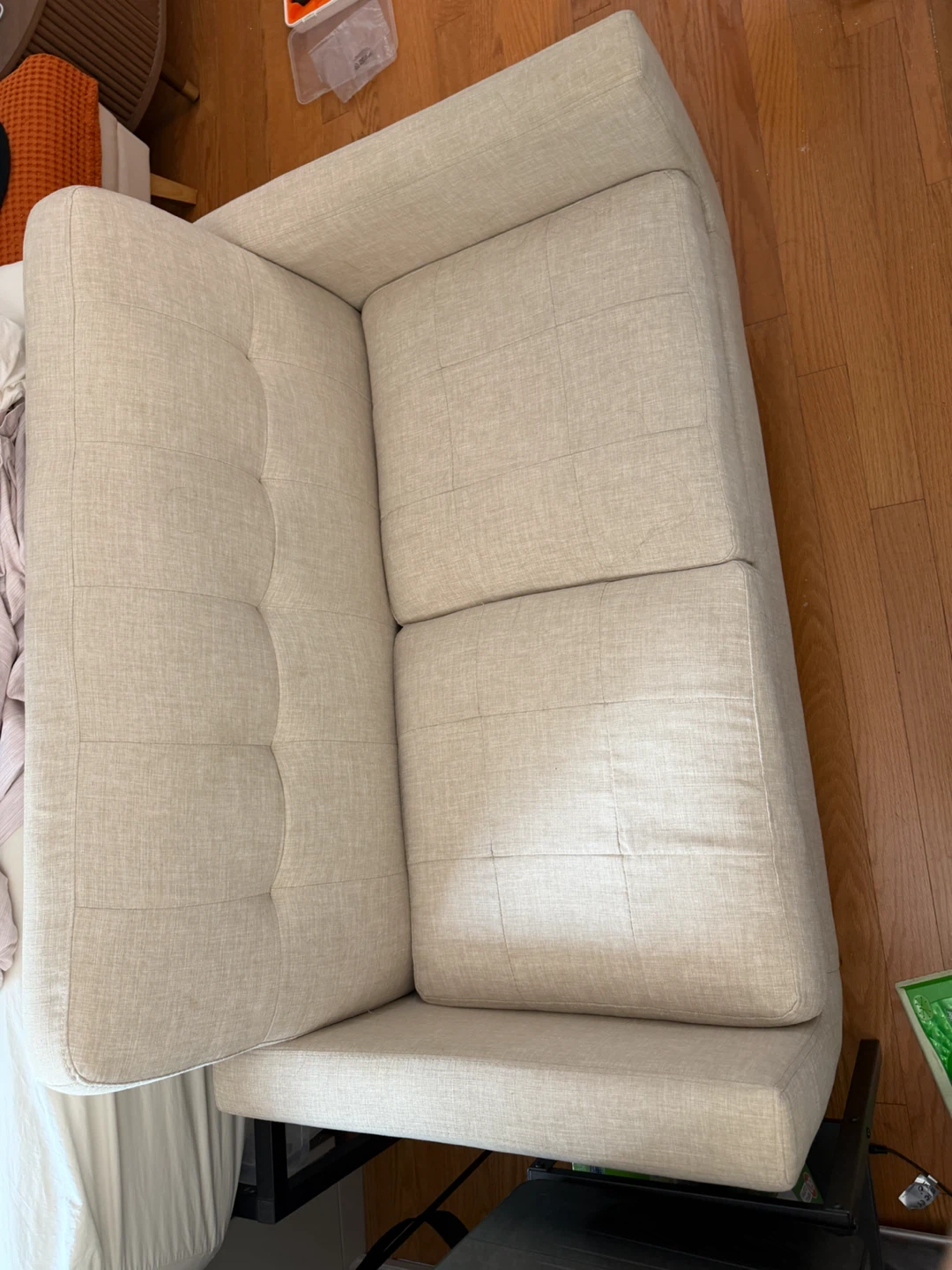 Beige Two-Seater Loveseat Sofa