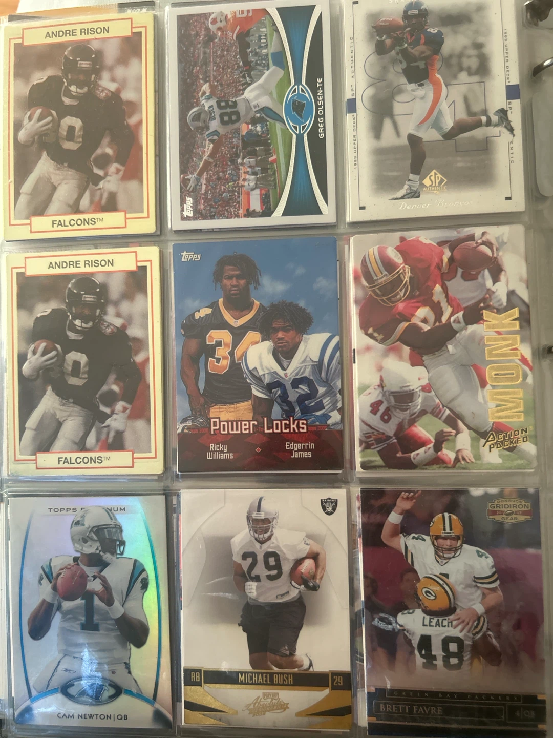 Collection of 9 Assorted NFL Football Trading Cards