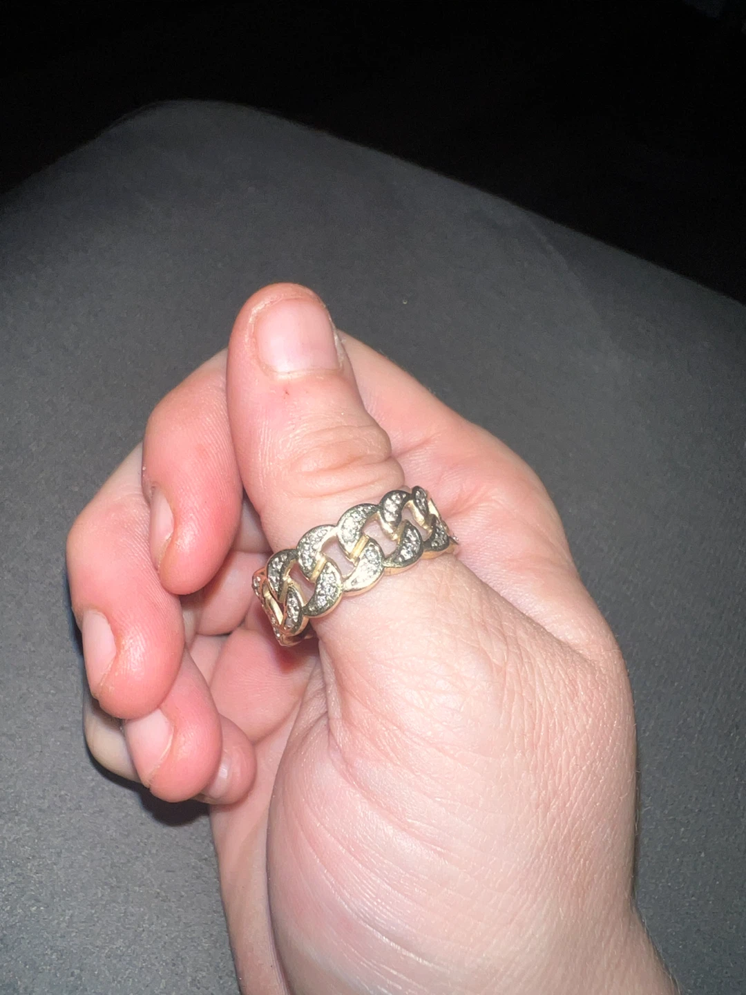 10K Gold Diamond Cuban Link Ring 30 diamonds