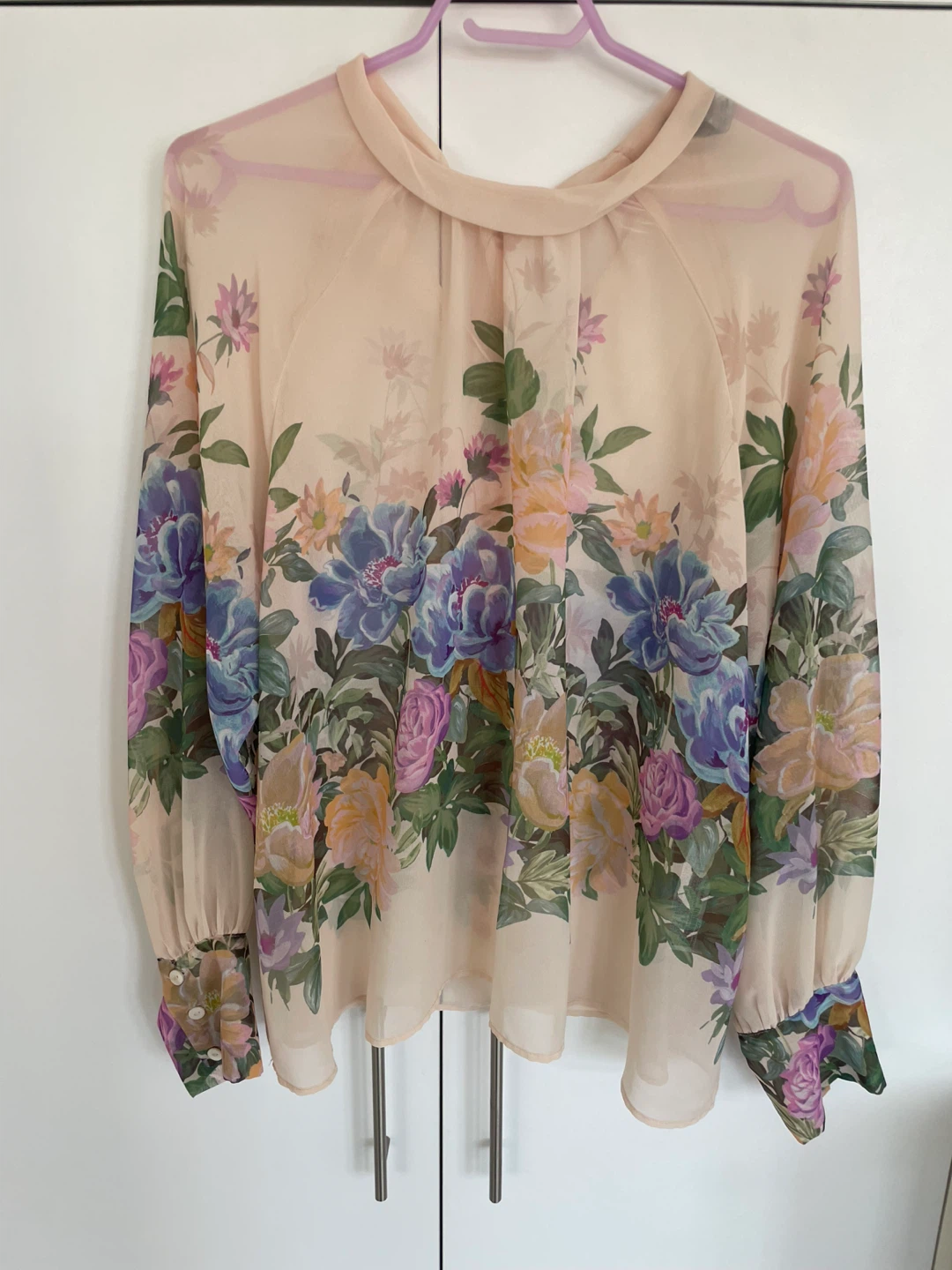 Floral Print Sheer Blouse