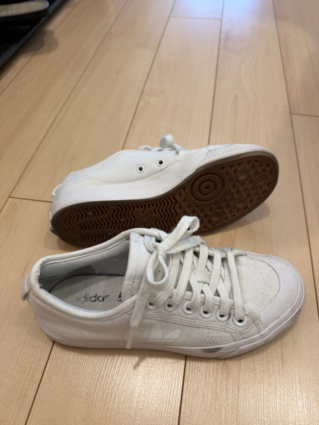Adidas White Canvas Sneakers Size 5.5 - photo 2