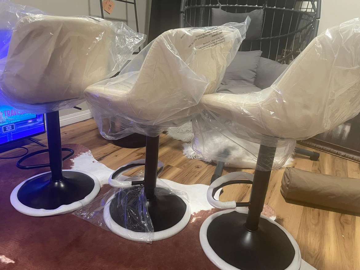 Set of 3 Cream Bar Stools - photo 3
