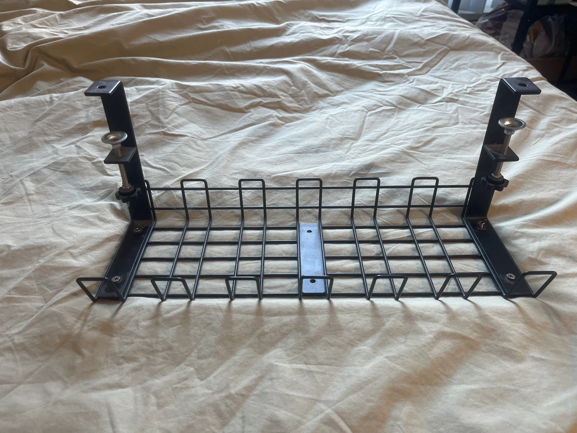 Under-desk cable management tray