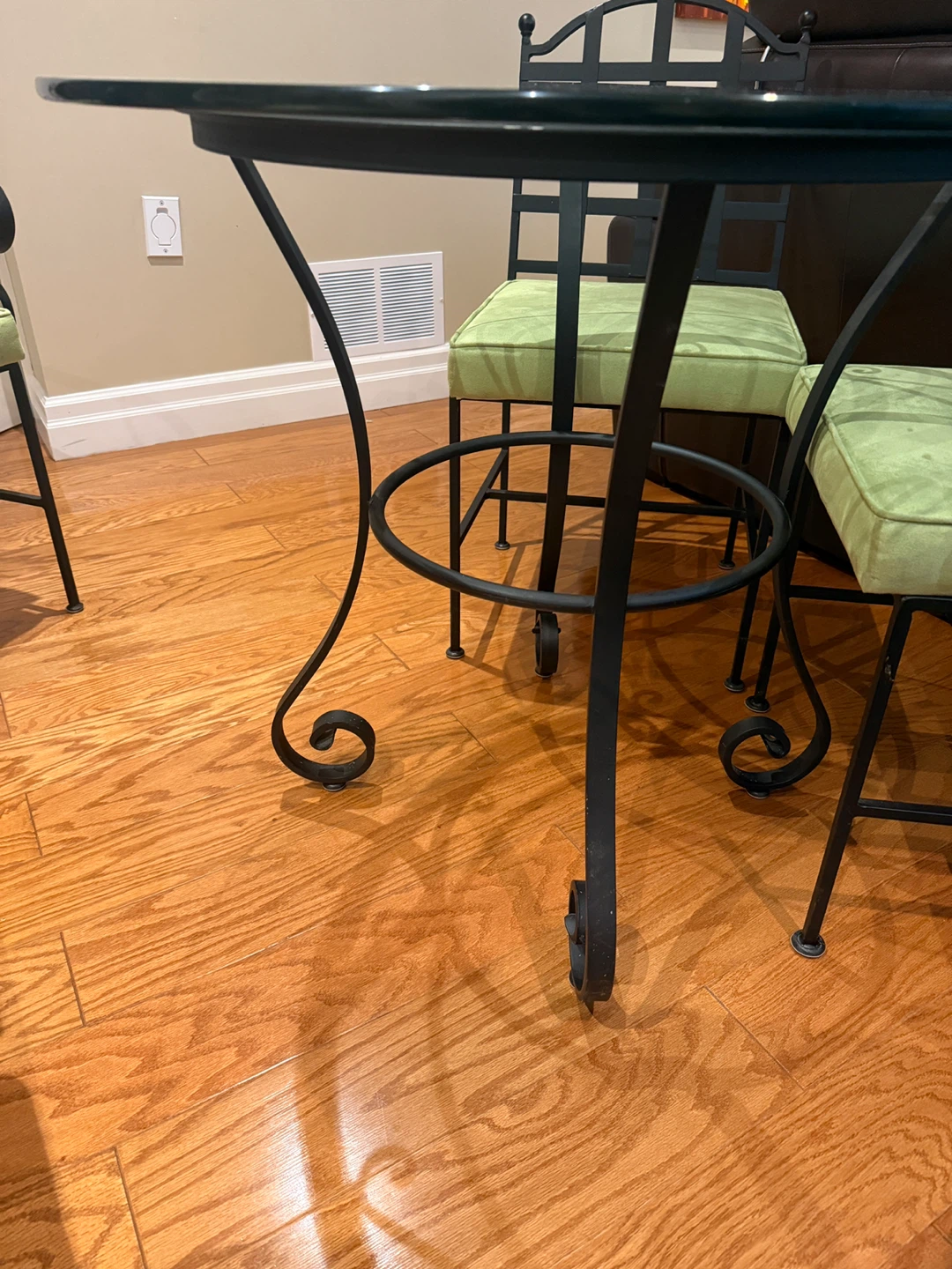 Wrought iron dining set with glass top table and 4 chairs - photo 3