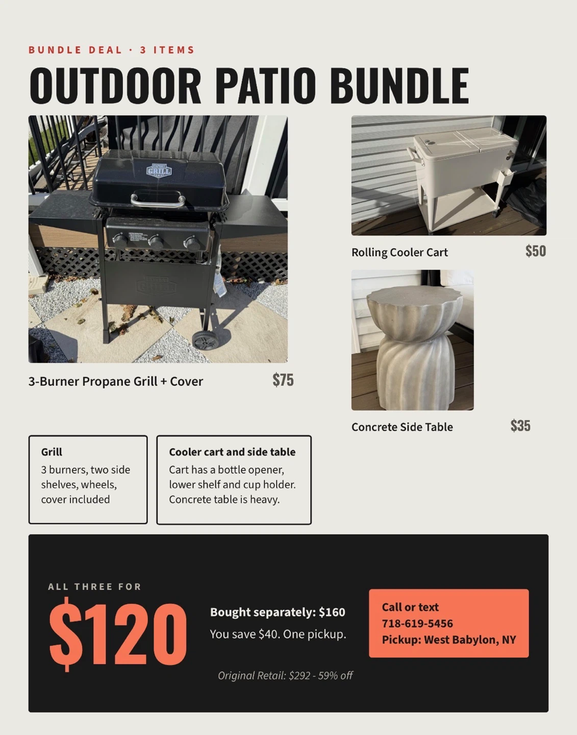 3-Piece Outdoor Patio Bundle