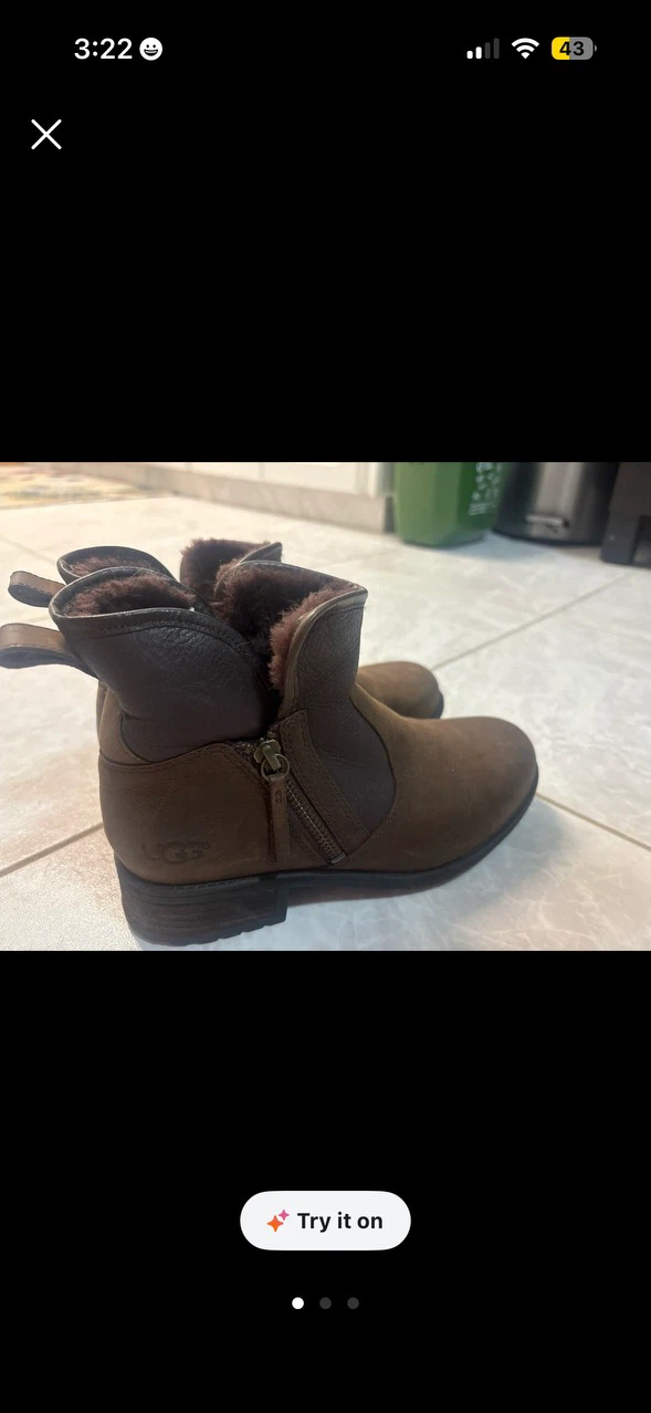 UGG Brown Leather Ankle Boots