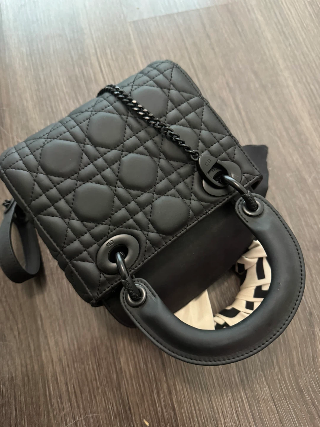 Genuine leather Lady Mini Black Matte Bag