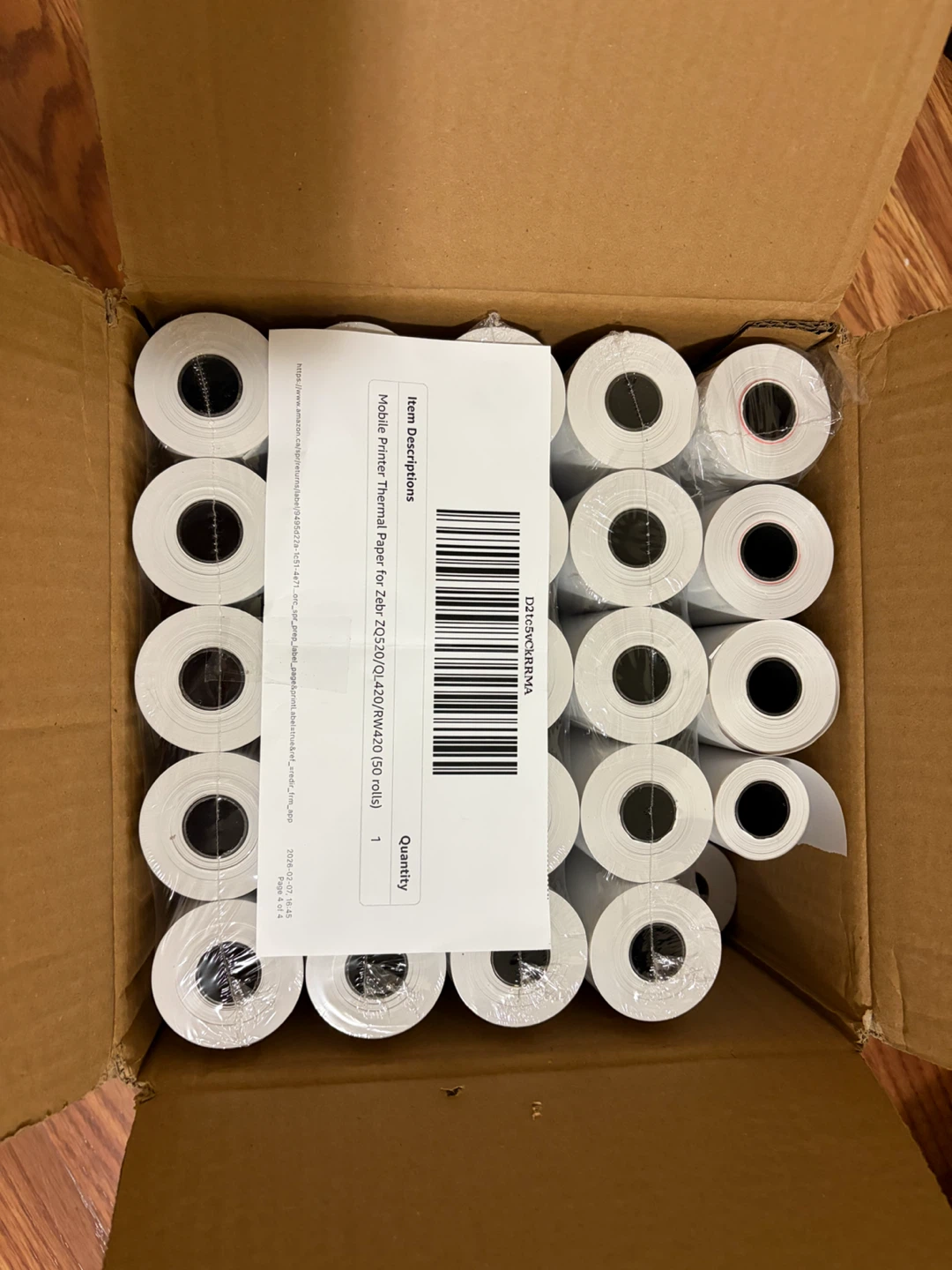 49 Rolls Thermal Paper for Zebra ZQ520/QL420/RW420
