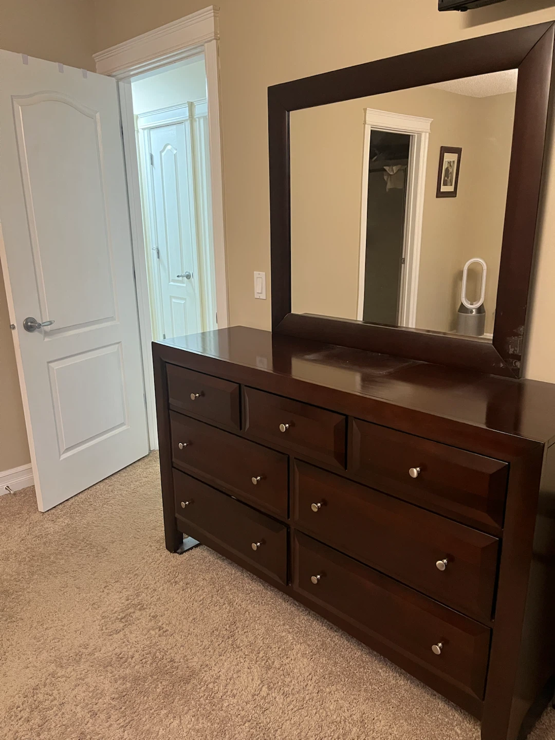 Dark Wood Dresser with Mirror