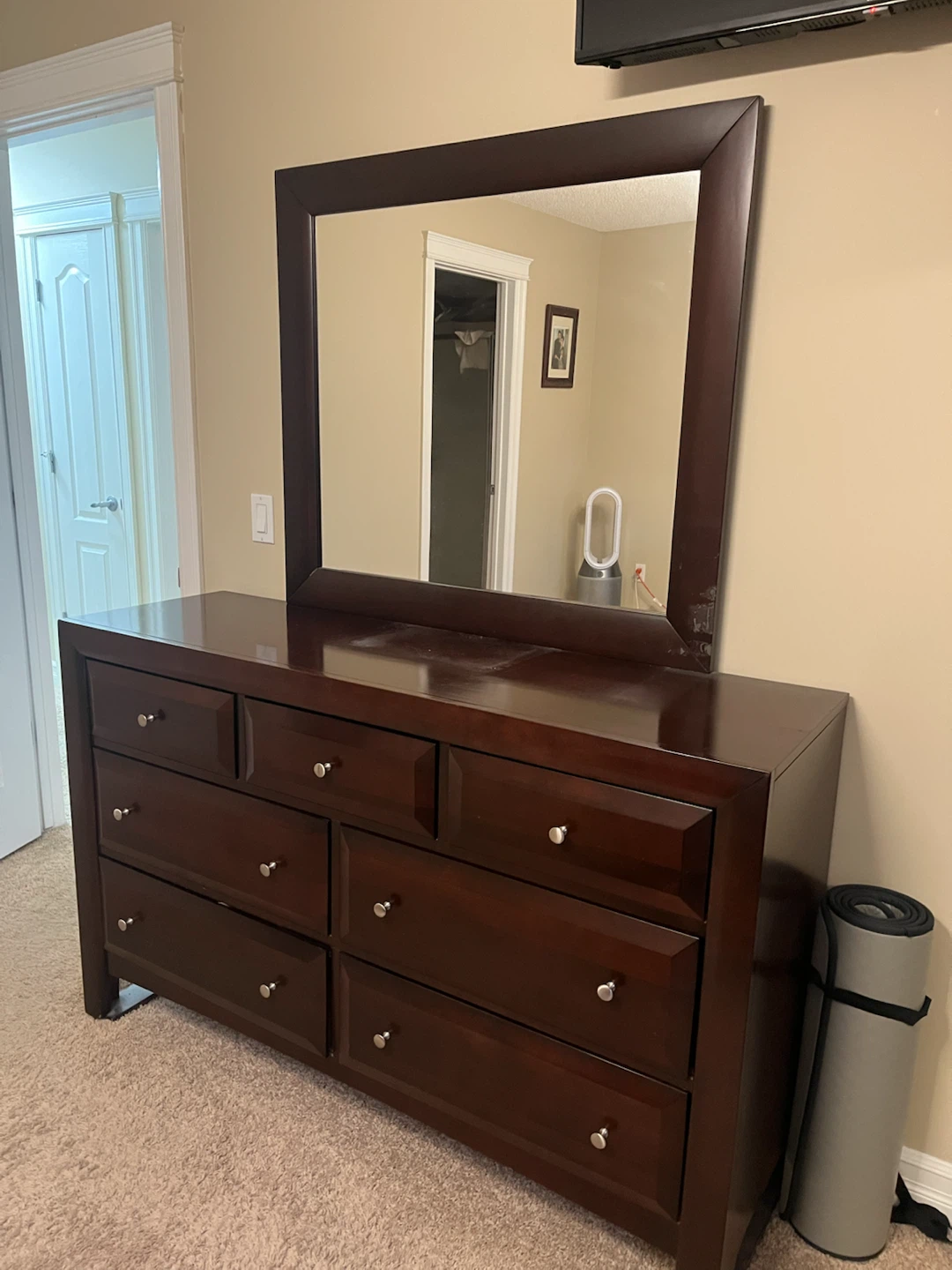 Dark Wood Dresser with Mirror - photo 2