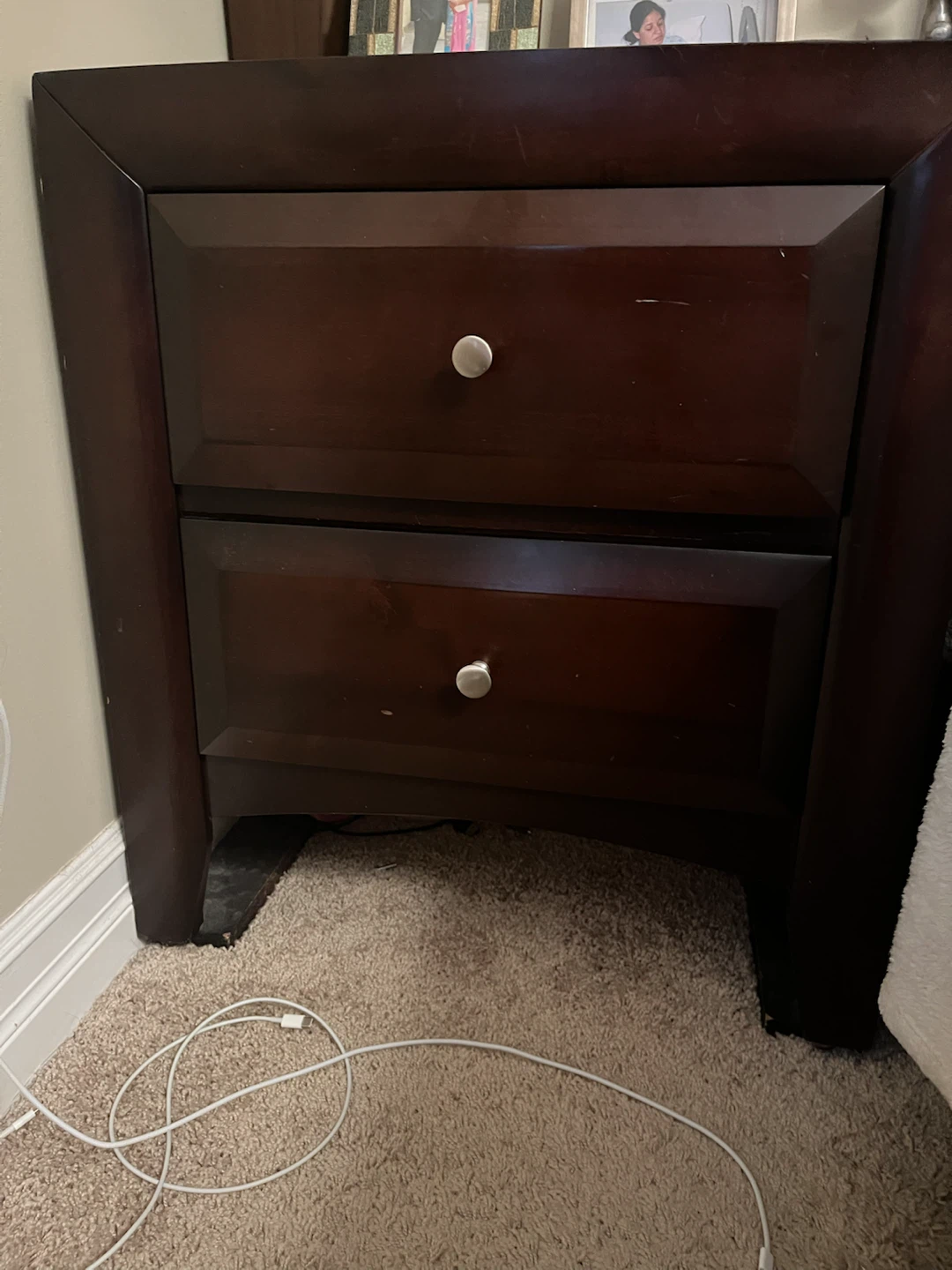 ( Storage box bed)Dark Wood Bed with Two nightstand table - photo 2